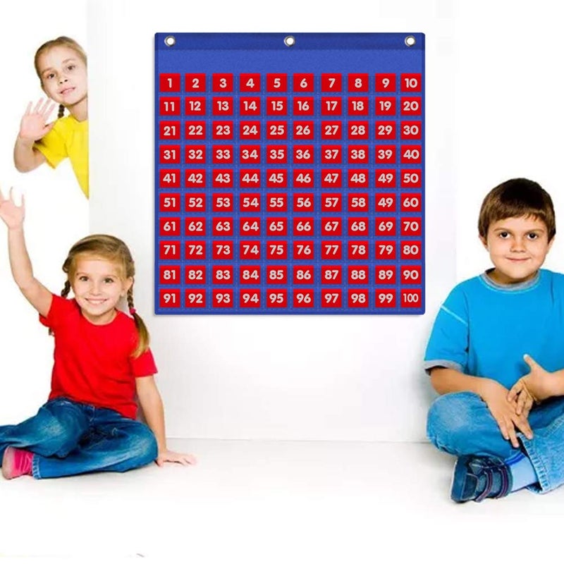 Eamay Hundreds Pocket Chart with 130 Number Cards, Number 1-100 Board Pocket Chart for Teacher Lessons in a Classroom or for Use at Home (100 Pockets) - Image 2